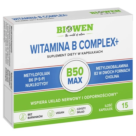 Biowen Witamina B complex Methyl + Betaina i Nukleotydy [Blistry] 15 kapsułek