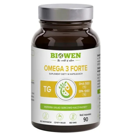 Omega 3 Forte EPA 1000 mg, DHA 500 mg Trójglicerydy Biowen - 90 kapsułek