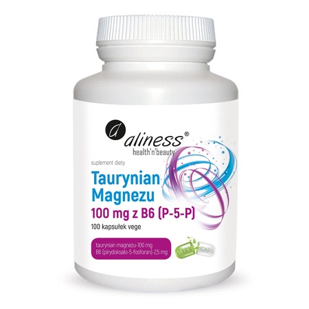 Magnez Taurynian Magnezu + Witamina B6 (100 kaps) Aliness