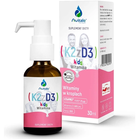 Avitale Witamina K2 25 µg D3 400 IU dla Dzieci w Kroplach 30 ml Aliness