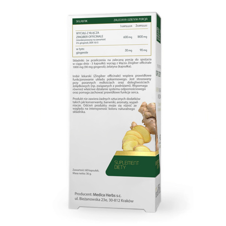 Medica Herbs Imbir Lekarski 600 mg - 60 kapsułek