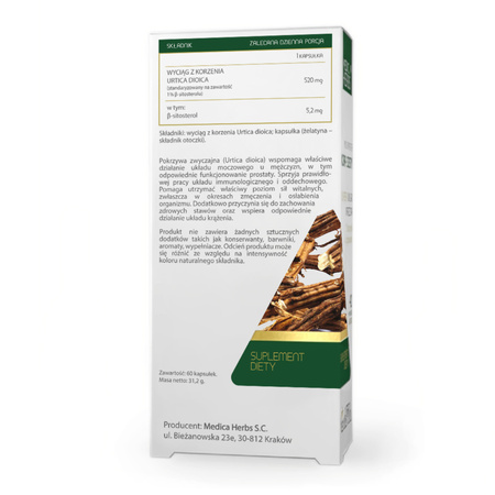 Medica Herbs Pokrzywa zwyczajna (Nettle root) 520 mg - 60 kapsułek