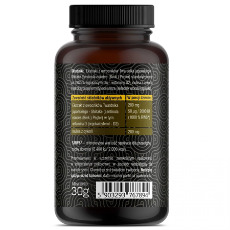 Naturalna Witamina D2 2000IU z ekstraktu Shittake (60 kaps) Solve Labs