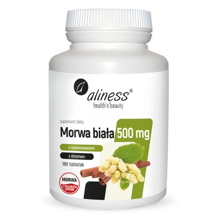 Morwa biała 500 mg z Cynamonowcem i Chromem (180 tabl) Aliness