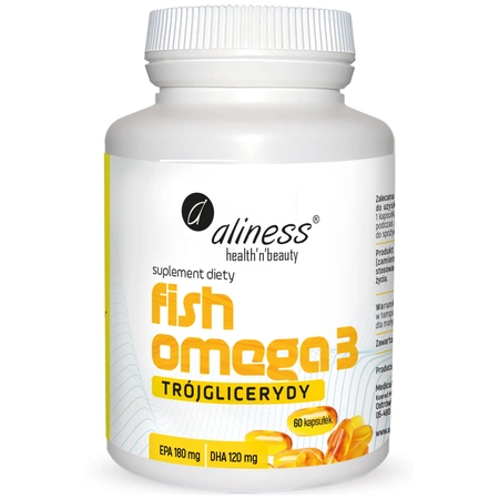 Fish Omega-3 Trójglicerydy Kwasy Omega (60 kaps) Aliness Serce Mózg Odporność