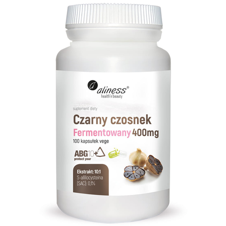 Aliness Czarny Czosnek Fermentowany ABG10+ 400 mg - 100 kapsułek