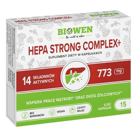 Hepa Strong Complex+ Biowen - 15 kapsułek - Wsparcie wątroby