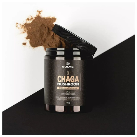 Chaga (Błyskoporek podkorowy) Ekstrakt 10:1 (100 g) Mushroom Powder Solve Labs