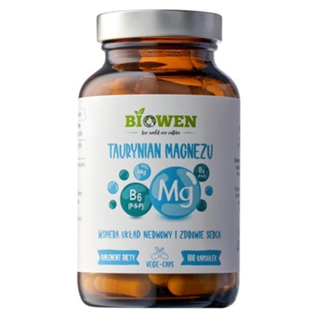 Biowen Taurynian Magnezu + Witamina B6 (P-5-P) 100 kapsułek Serce Skurcze