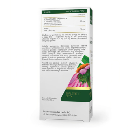 [Zestaw] 3x Medica Herbs Jeżówka Purpurowa (Echinacea) 420 mg - 60 kapsułek