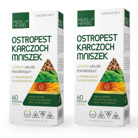 [Zestaw] 2x Medica Herbs Ostropest Karczoch Mniszek - 60 kapsułek