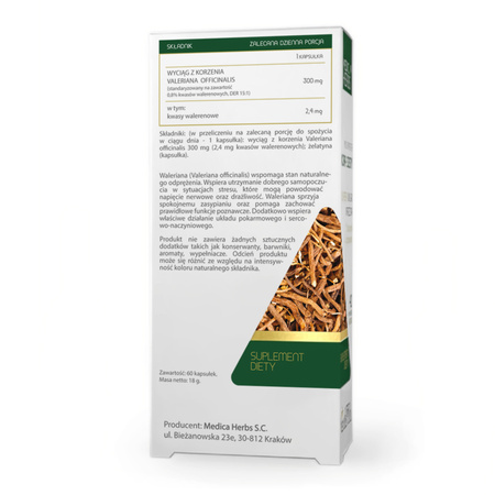 Waleriana (Kozłek Lekarski) 300 mg (60 kaps) Medica Herbs
