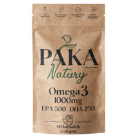 Omega-3 1000 mg EPA 500 mg i DHA 250 mg + Witamina E (60 kaps) Paka Natury