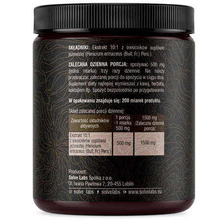 Lion's mane (Soplówka Jeżowata) Ekstrakt 10:1 (100 g) Solve Labs