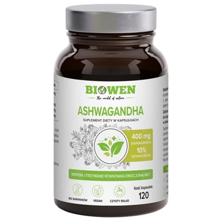 Biowen Ashwagandha 400 mg 10% witanolidów 120 kapsułek