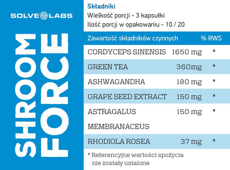 Shroom Force Cordyceps Energia i Witalność 60 kapsułek Solve Labs