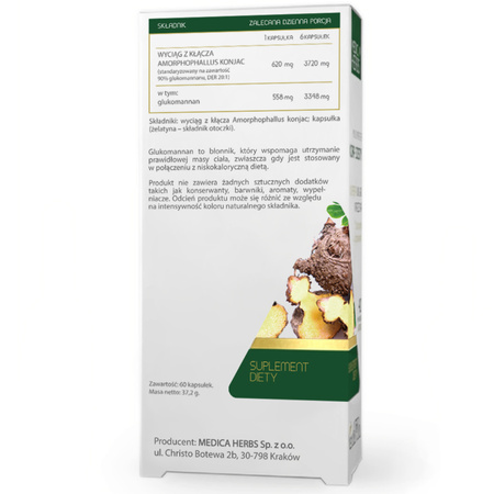 Medica Herbs Glukomannan 620 mg (Naturalny Błonnik) - 60 kapsułek