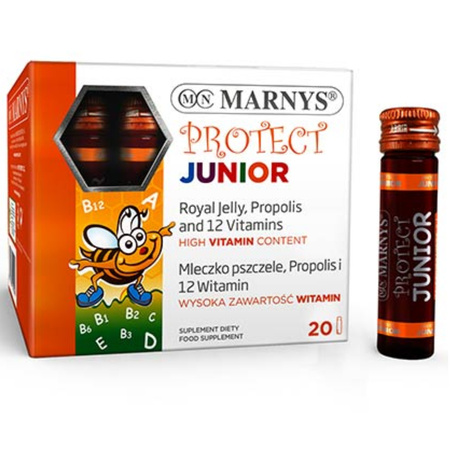 Marnys Mleczko Pszczele Propolis Complex, Protect Junior dla Dzieci - 20 fiolek x 10 ml