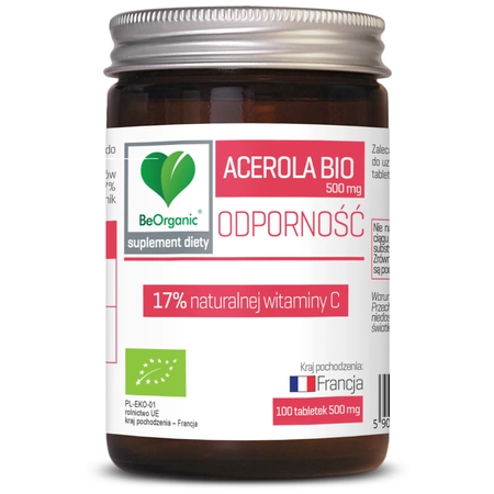 Acerola BIO 500 mg Witamina C 100 tabletek Odporność BeOrganic Aliness