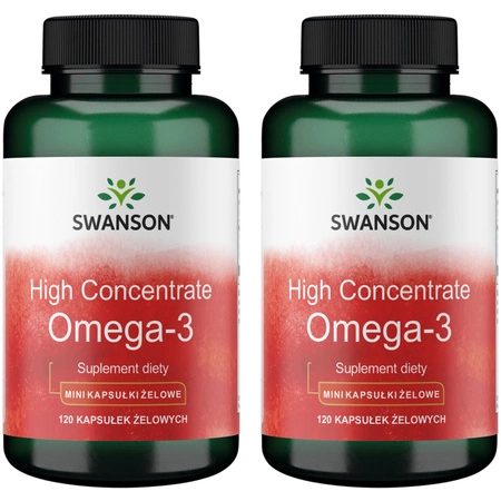[Zestaw] 2x Swanson High Concentrate Omega-3 Olej rybi 120 kapsułek