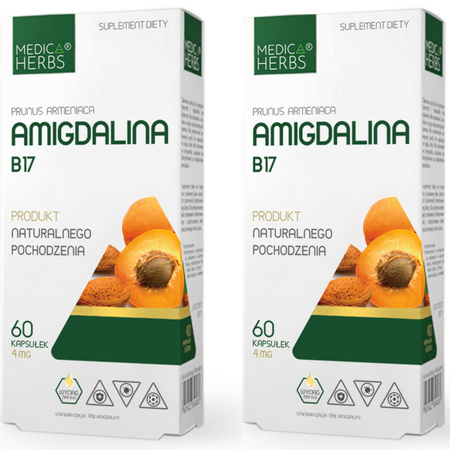  2x Amigdalina Witamina B17 4 mg (60 kaps) Medica Herbs