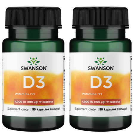 [Zestaw] 2x Swanson Witamina D3 4000 IU 90 kapsułek