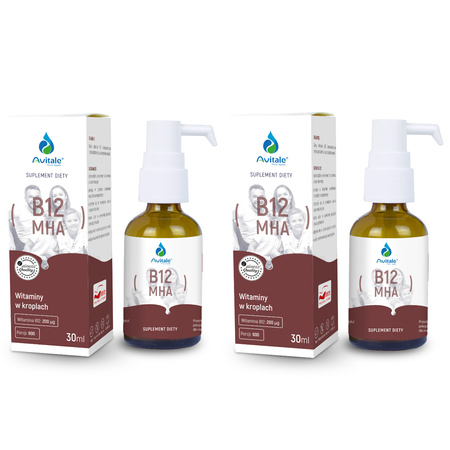 [Zestaw] 2x Aliness AVITALE Witamina B12 MHA 3 formy w Kroplach - 30 ml