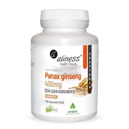 Panax Ginseng (Żeń-szeń Koreański) 20% 400 mg 100 kapsułek Aliness