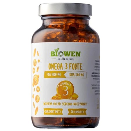 Biowen Omega-3 Forte Kwasy EPA 1000 mg i DHA 500 mg (90 kaps) Serce Mózg