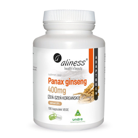 Panax Ginseng (Żeń-szeń Koreański) 20% 400 mg 100 kapsułek Aliness