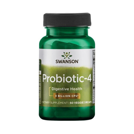 Swanson Probiotic-4, Probiotyk 4 szczepy 3 mld + Prebiotyk FOS - 60 kapsułek