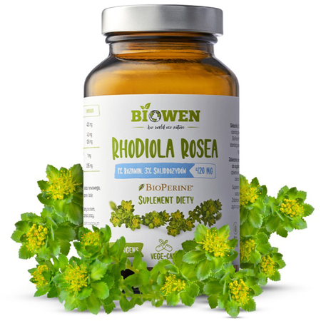 Rhodiola rosea 420 mg (Różeniec Górski) Biowen 3% salidrozydów i 1 % rozawin - 60 kapsułek 