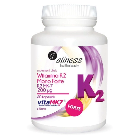 Witamina K2 MonoFORTE MK-7 200 mcg z Natto (60 kaps) Aliness