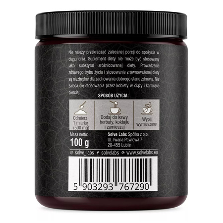 Chaga (Błyskoporek podkorowy) Ekstrakt 10:1 (100 g) Mushroom Powder Solve Labs