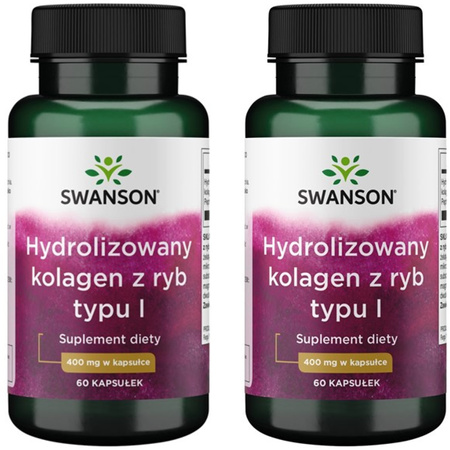 [Zestaw] 2x Swanson Hydrolizowany Kolagen Rybi Typu I 400 mg 60 kaps Collagen Fish
