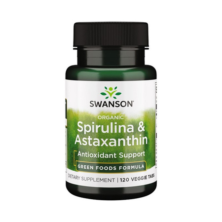 Swanson Organiczna Spirulina i Astaksantyna - 120 tabletek