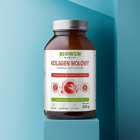 Kolagen Wołowy Typu I, II i III w proszku Biowen - 225g
