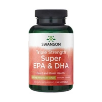 Swanson Omega-3 Triple Strength Super, Kwasy Tłuszczowe EPA + DHA - 60 kapsułek