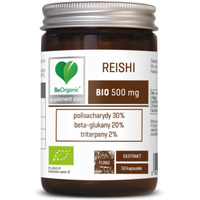 Aliness BeOrganic Reishi BIO 500 mg 30% polisacharydy 20% beta-glukany i 2% triterpeny - 50 kapsułek