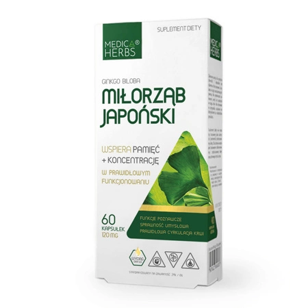 Miłorząb Japoński (Ginkgo Biloba) 120 mg (60 kaps) Medica Herbs