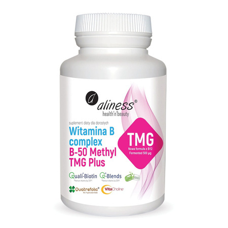 Aliness Witamina B Complex B-50 Methyl TMG PLUS 100 kapsułek