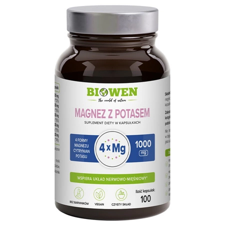 Biowen 4 formy magnezu z Potasem 1000 mg 100 kapsułek