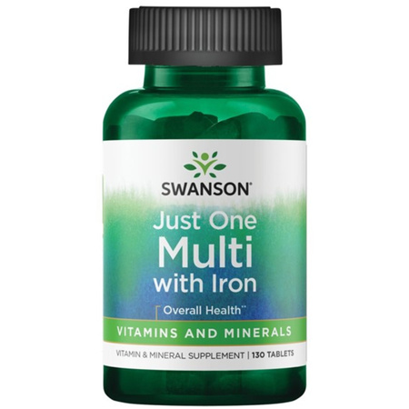 Swanson Just One Multi with Iron Multiwitamina z żelazem 130 tabletek