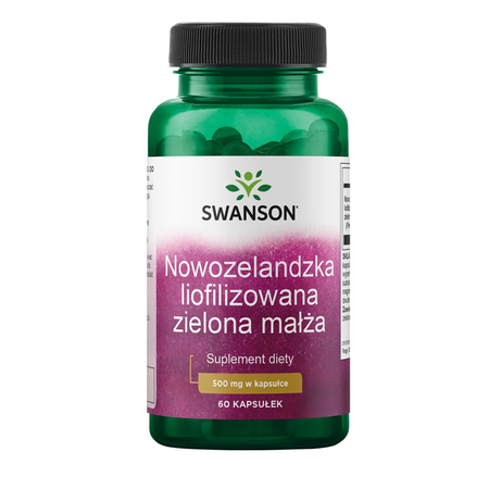 Swanson Nowozelandzka Liofilizowana Zielona małża 500 mg - 60 kapsułek