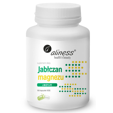Aliness Jabłczan Magnezu 100 mg z Witamina B6 - 100 kapsułek