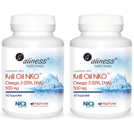 [Zestaw] 2x Aliness Krill Oil NKO 500 mg Omega 3 z Astaksantyną - 60 kapsułek
