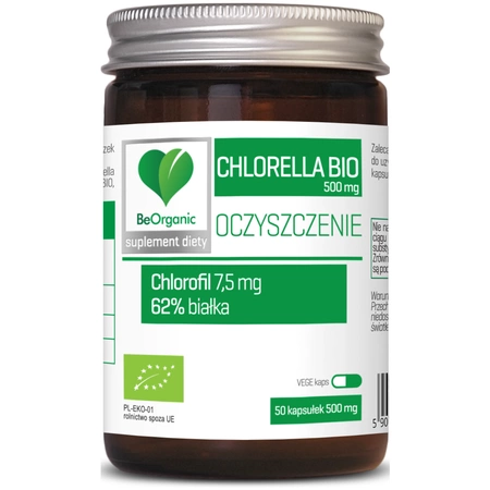 Chlorella BIO 500 mg Chlorofil Białko 50 kapsułek Aliness