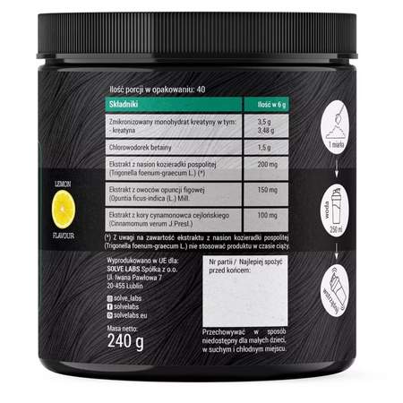 Kreatyna Keto Creatine 240g Smak Cytrynowy Solve Labs