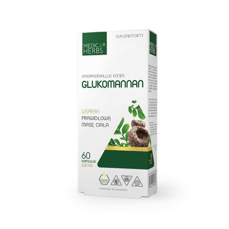 Medica Herbs Glukomannan 620 mg 60 kapsułek Naturalny Błonnik
