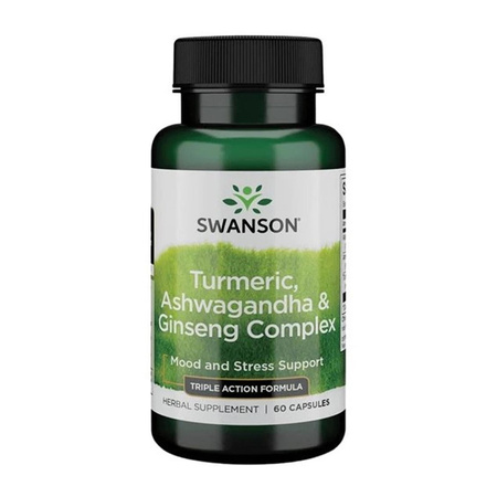 Swanson Turmeric, Ashwagandha & Ginseng Complex 60 kapsułek